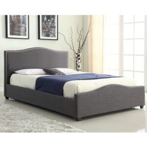 Ekanta Linen Fabric Storage Double Bed In Grey