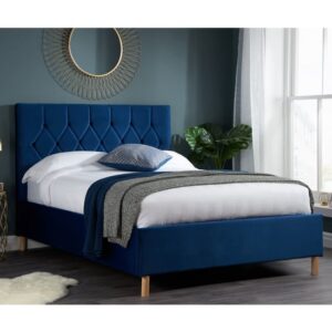 Loxley Fabric Upholstered Double Ottoman Bed In Blue