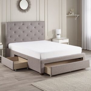 Monet Fabric King Size Bed With Drawers In Grey Marl