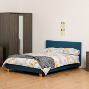 Prenon Fabric Double Bed In Petrol Blue