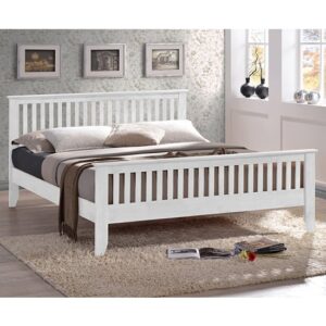 Turin Wooden King Size Bed In White