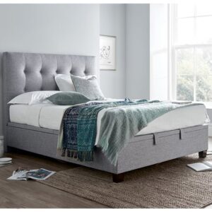 Lisbon Marbella Fabric Ottoman Double Bed In Grey