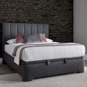 Milton Pendle Fabric Ottoman King Size Bed In Slate