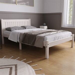 Rio Pine Wood Double Bed In White