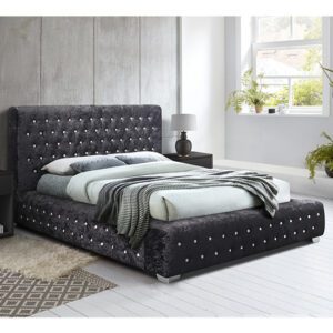 Geneva Crushed Velvet Double Bed In Black