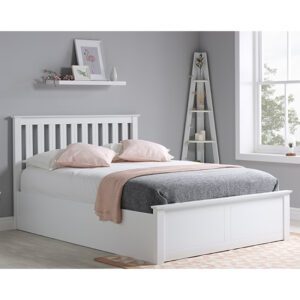 Phoenix Ottoman Rubberwood Double Bed In White