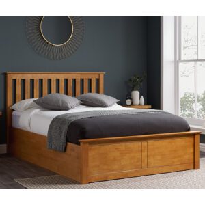 Phoenix Ottoman Rubberwood King Size Bed In Oak