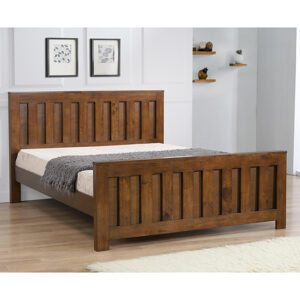 Marco Solid Rubberwood Double Bed In Rustic Oak