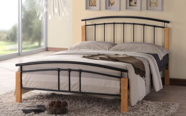 Time Living Tetras Metal Bed Frame, King Size, Silver & Beech