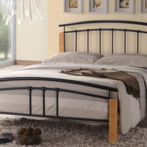 Time Living Tetras Metal Bed Frame, Single, Black & Beech