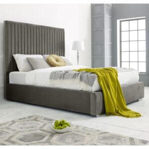 Medan Plush Velvet Double Bed In Grey