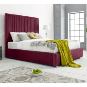 Medan Plush Velvet Double Bed In Maroon