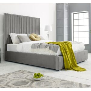 Medan Plush Velvet Double Bed In Silver