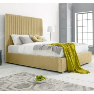 Medan Plush Velvet King Size Bed In Beige