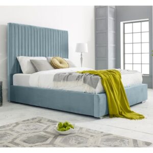 Medan Plush Velvet King Size Bed In Duck Egg