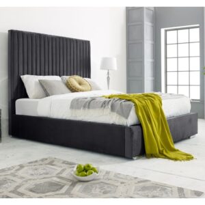 Medan Plush Velvet King Size Bed In Steel