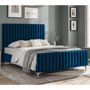 Arvada Velvet Double Bed In Royal Blue