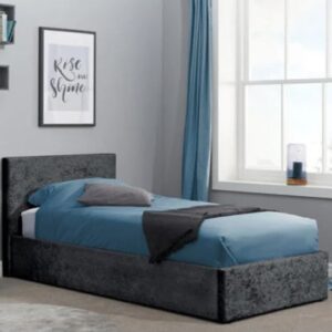 Berlins Fabric Ottoman Single Bed In Black Crushed Velvet