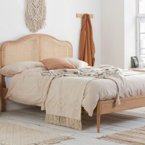 Birlea Leonie Wooden Rattan Bed Frame, King Size, Oak