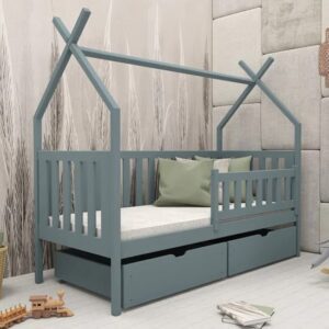 Suva Storage Wooden Single Bed In Grey