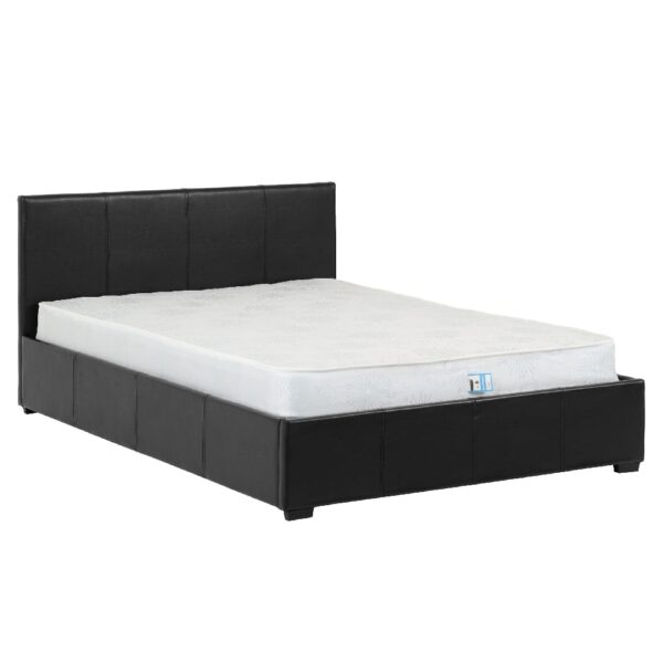 Wick Faux Leather Storage Ottoman Double Bed In Black