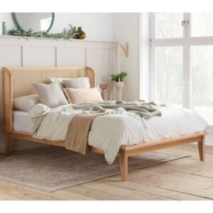 Atlanta Rattan Wooden King Size Bed In Oak