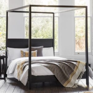 Bahia Wooden King Size Bed In Matt Black Charcoal