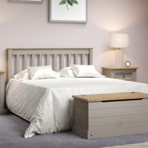 Consett Wooden Double Bed In Grey And Oak