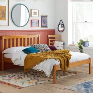 Danvers Wooden Low End Double Bed In Antique Pine