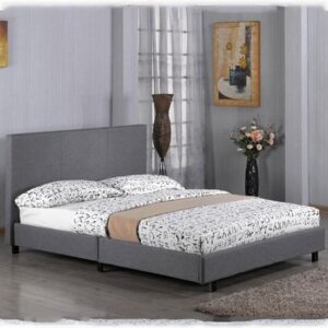 Feray Linen Fabric King Size Bed In Grey