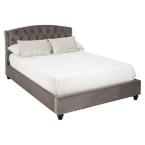 Flegetonte Velvet Double Bed In Brushed Steel