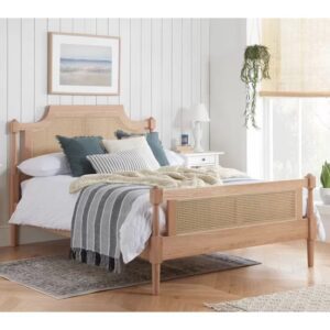 Gilroy Rattan Wooden Double Bed In Oak