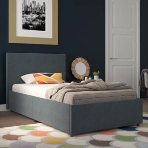 Kingston Fabric Single Bed With 2 Drawers In Navy