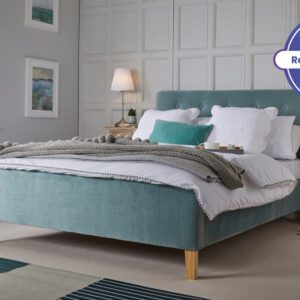 LPD Pierre Velvet Bed Frame, Double, Aqua