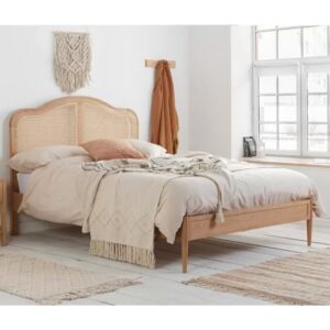 Ladson Rattan Wooden King Size Bed In Oak