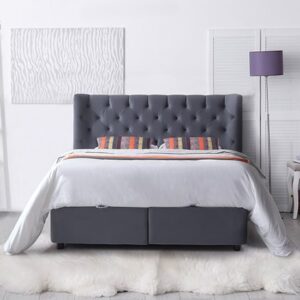 Mallor Tactile Fabric Storage Super King Size Bed In Grey