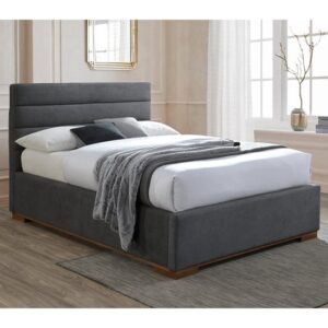 Malva Ottoman Fabric King Size Bed In Dark Grey