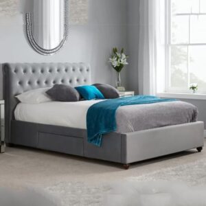 Marlowe Fabric Storage Super King Bed In Grey