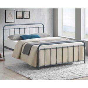 Miami Victorian Style Metal King Size Bed In Grey