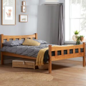 Miamian Wooden Double Bed In Antique Pine