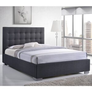 Nevada Fabric Double Bed In Grey With Chrome Metal Legs