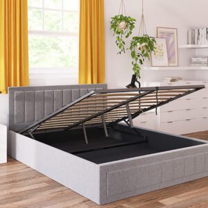 Novo Lottie Fabric Ottoman Bed Frame, Double, Grey