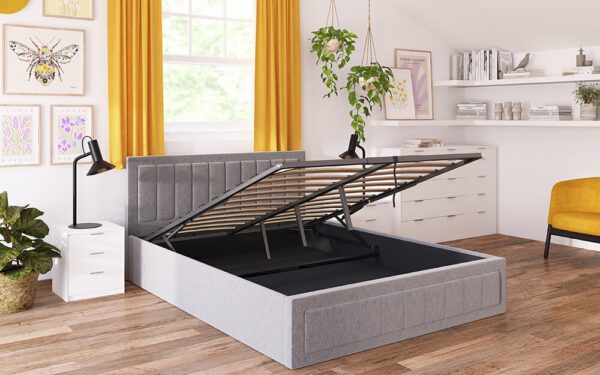 Novo Lottie Fabric Ottoman Bed Frame, Small Double, Grey