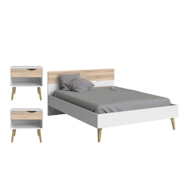 Oakley Wooden Bedroom Furniture Set With Double Bed In Oak White