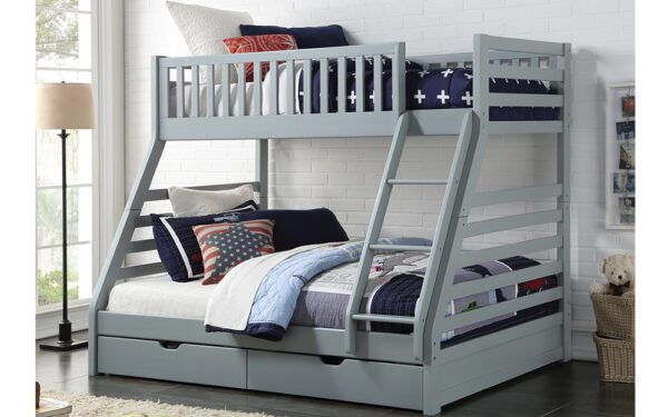 States Wooden Three Sleeper Bunk Bed, Double, Grey