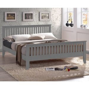 Turin Wooden Double Bed In Grey