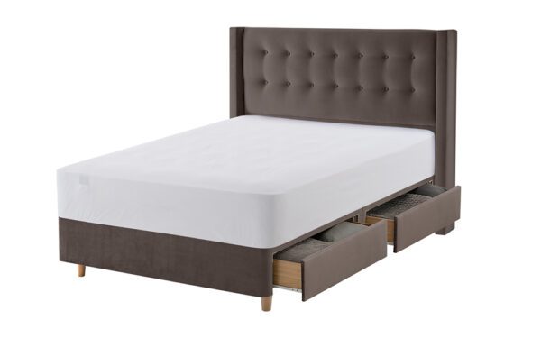 Silentnight Bloomsbury Charcoal Velvet Bed Frame, Double, No Storage