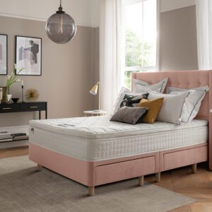 Silentnight Bloomsbury Dusky Pink Velvet Bed Frame, Double, 4 Drawers